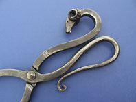Ram's Head Fire Tongs Detail