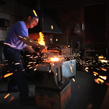 Roy Abbott at work in the forge